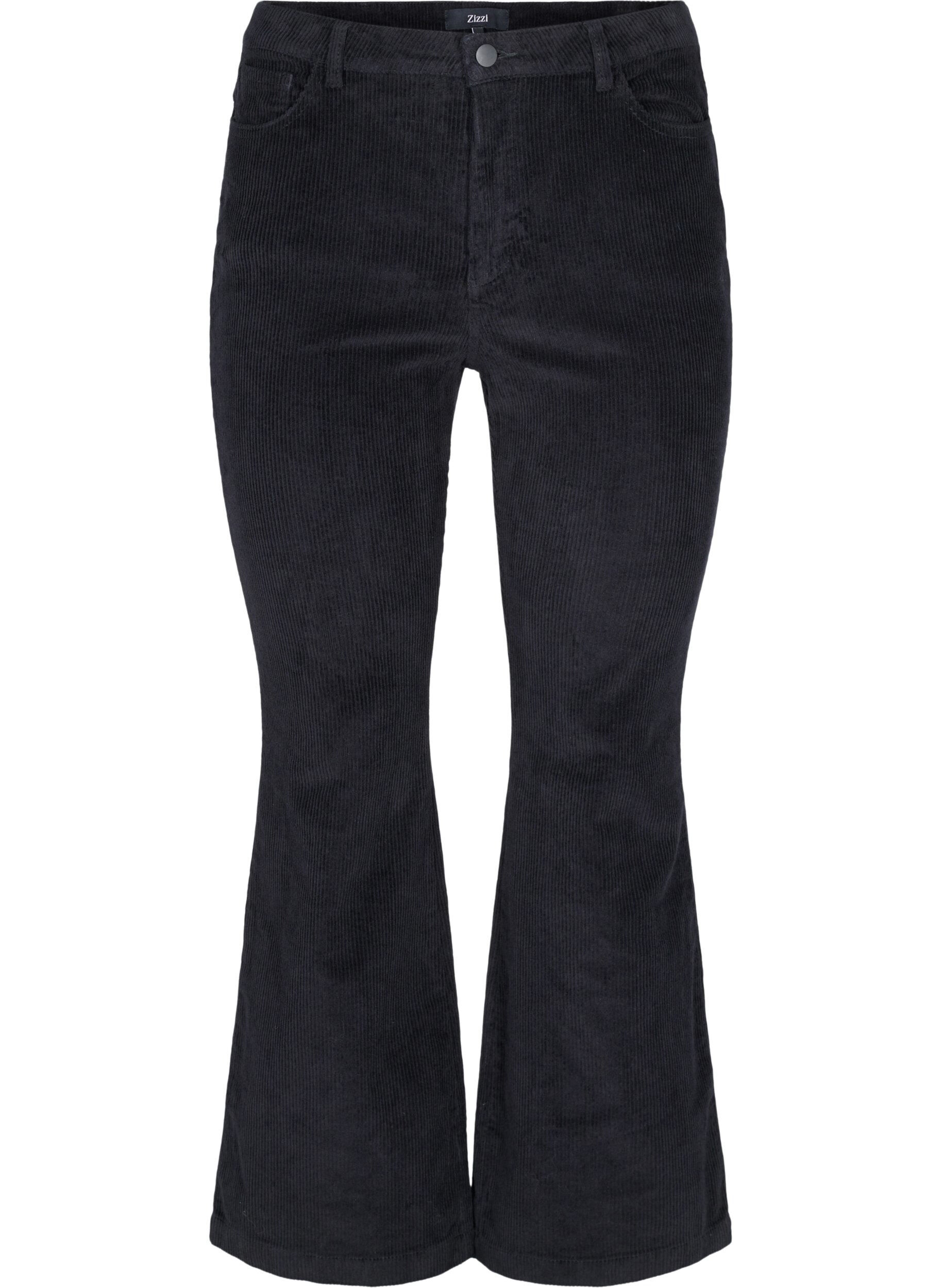 Zizzi Fluwelen broek met bootcuts, Black, Packshot image number 0