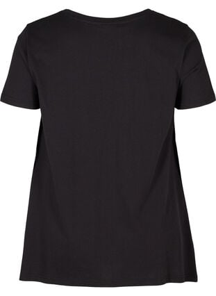 Katoenen t-shirt met korte mouwen en a-lijn, Black STAR, Packshot image number 1
