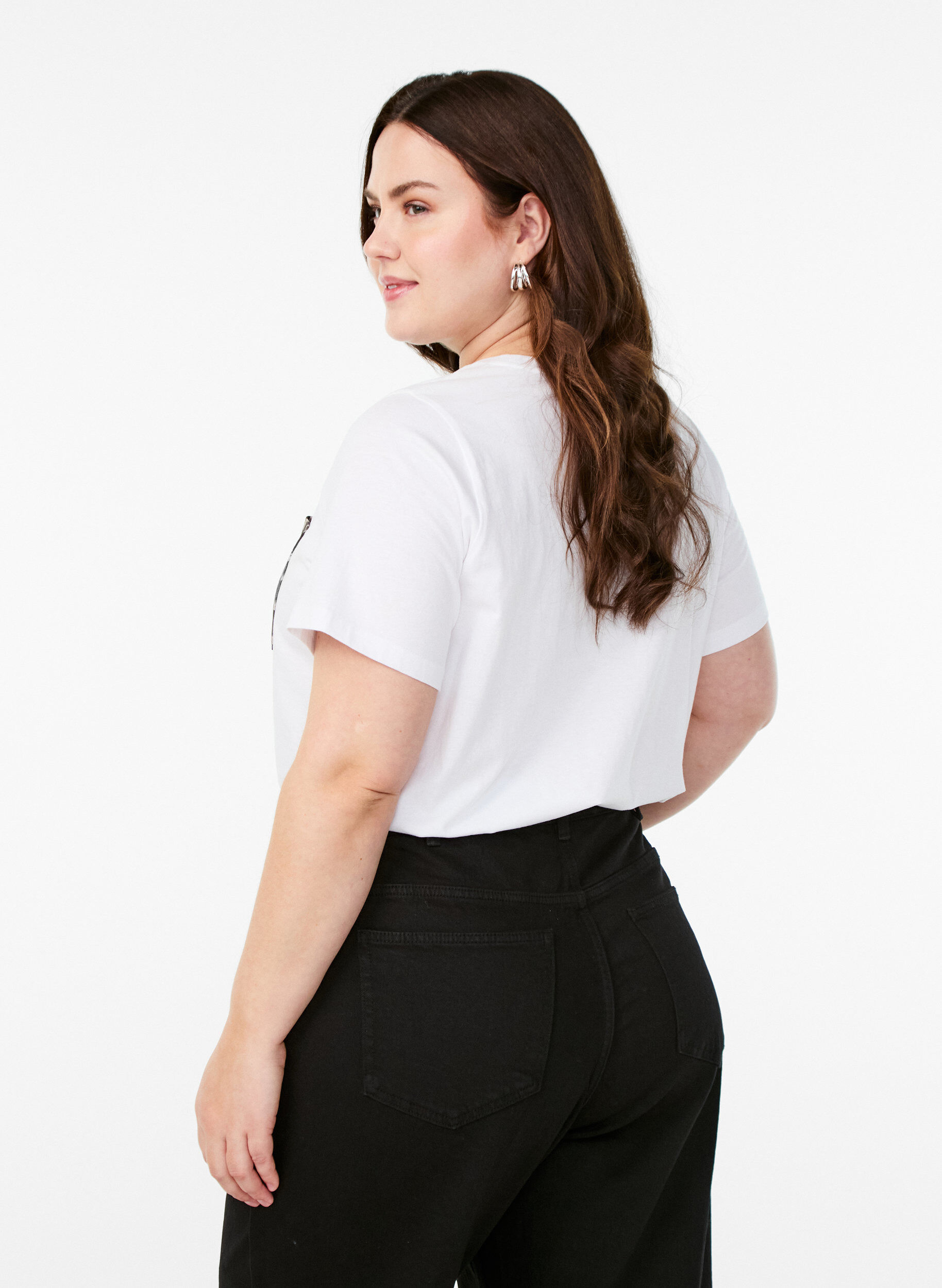 Zizzi T-shirt met borstzakje, Wit, Model image number 2