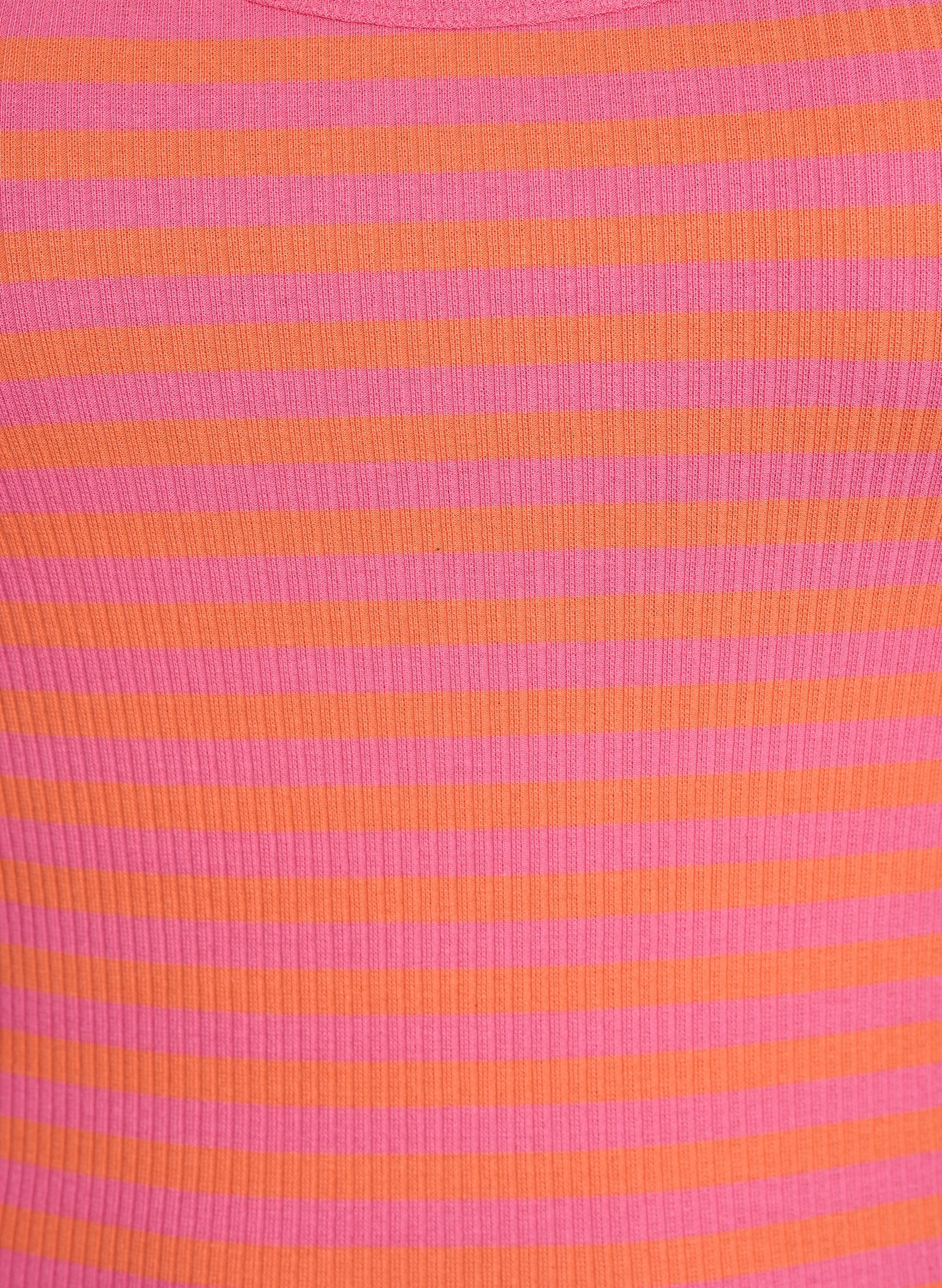 ZizziGestreepte tanktop met een ribstructuur, Oranje, Packshot image number 2
