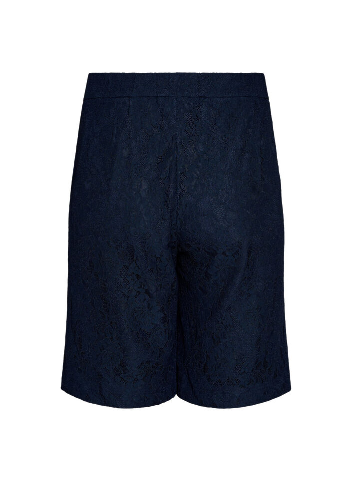 Bermuda shorts van kant met hoge taille, Blauw, Packshot image number 1