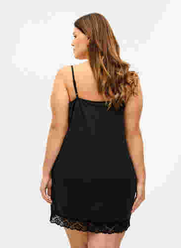 Pyjama jurk met kanten details, Black, Model image number 1