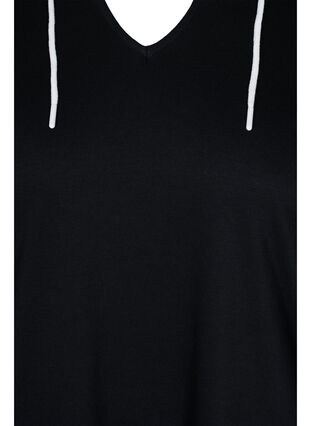 Lang sweatshirt met v-hals en capuchon, Black, Packshot image number 2