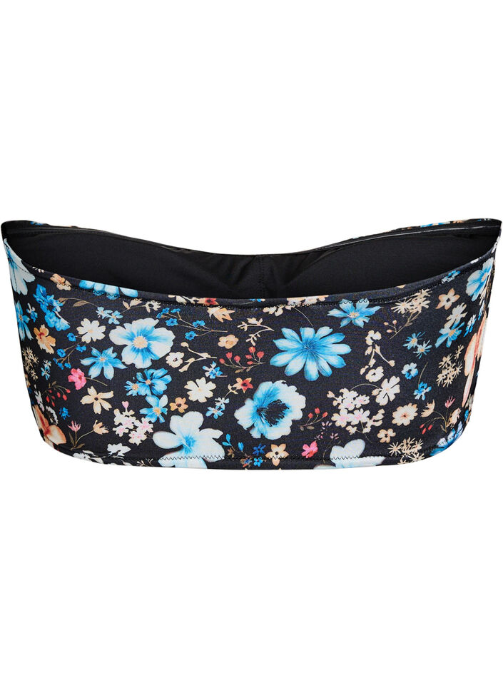 Bloemen bandeau bikinitop, Blauw, Packshot