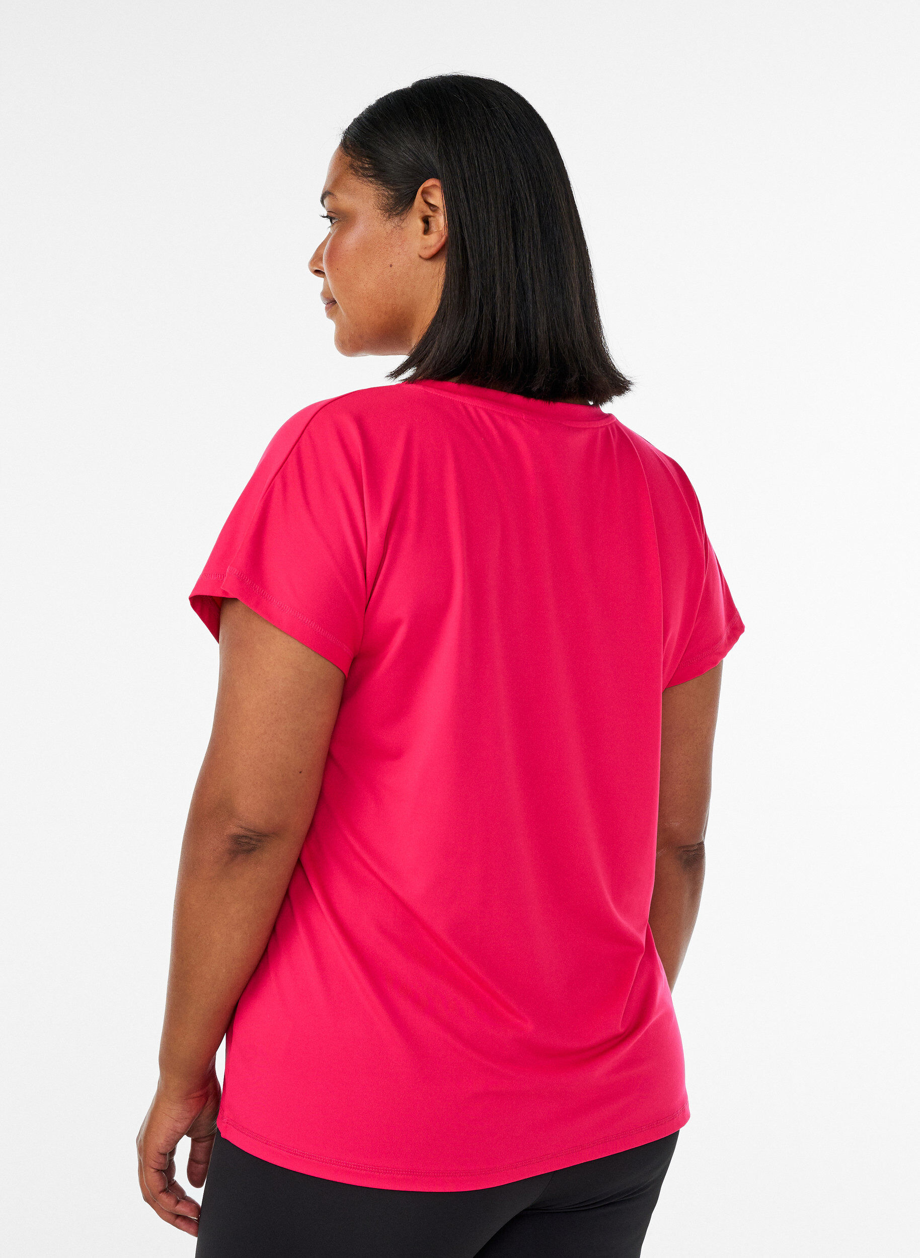 ZizziLosvallend trainings-T-shirt met V-hals, Roze, Model image number 2