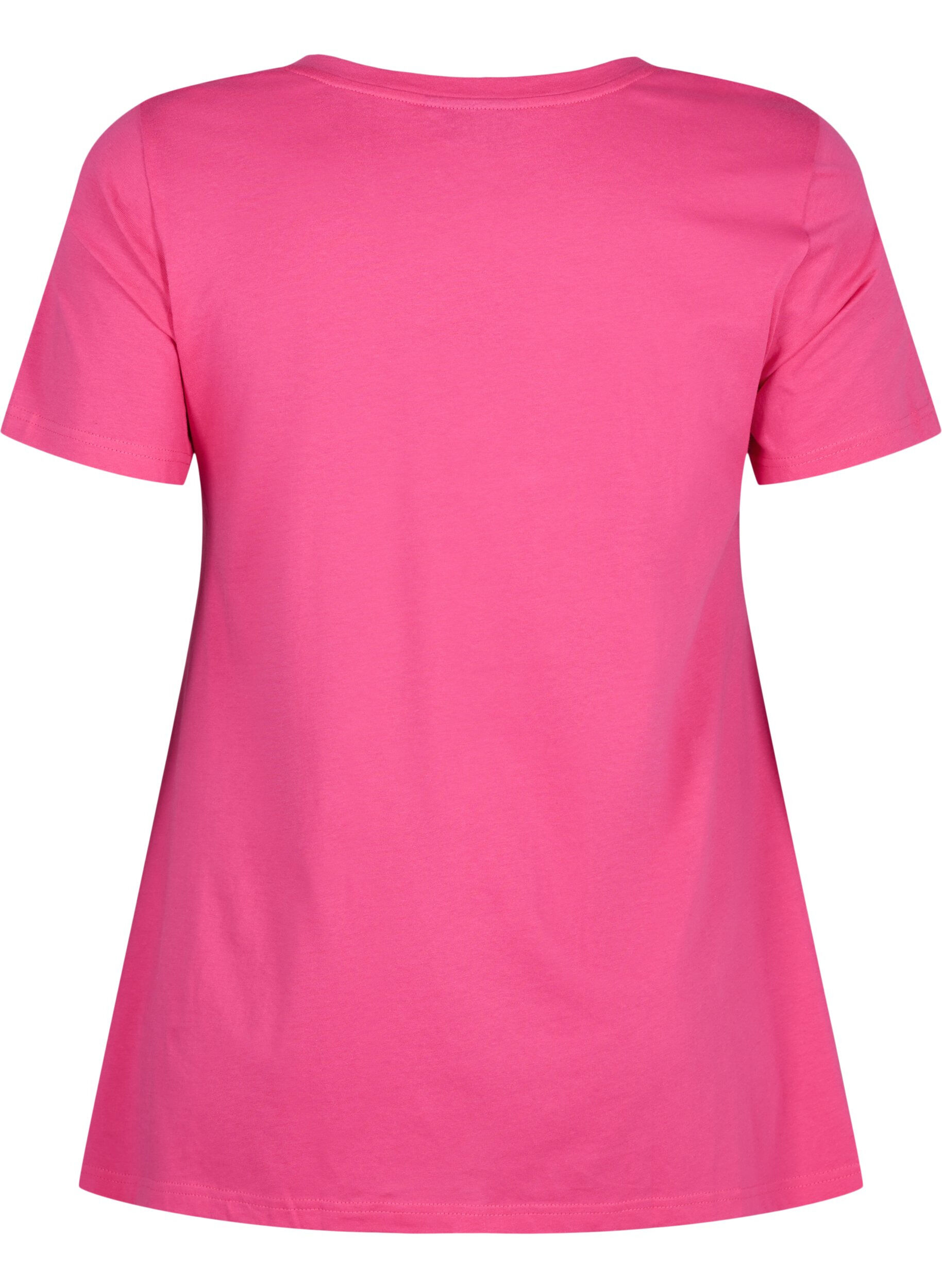 Zizzi Katoenen T-shirt met korte mouwen, Raspberry S. Best, Packshot image number 1