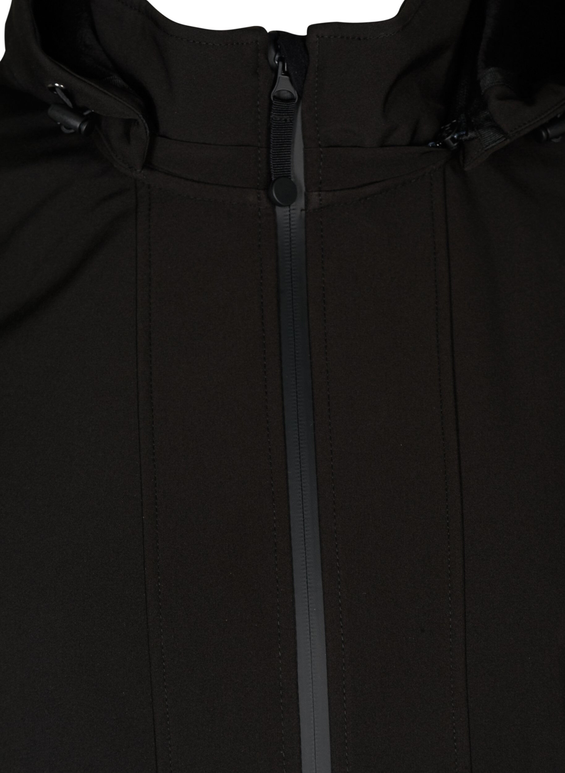 Zizzi Softshell jas met capuchon, Black solid, Packshot image number 2