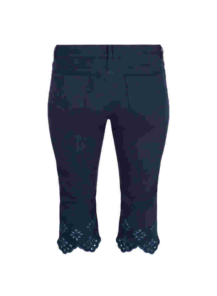 Driekwart broek met borduursel anglaise, Dark Blue, Packshot image number 1