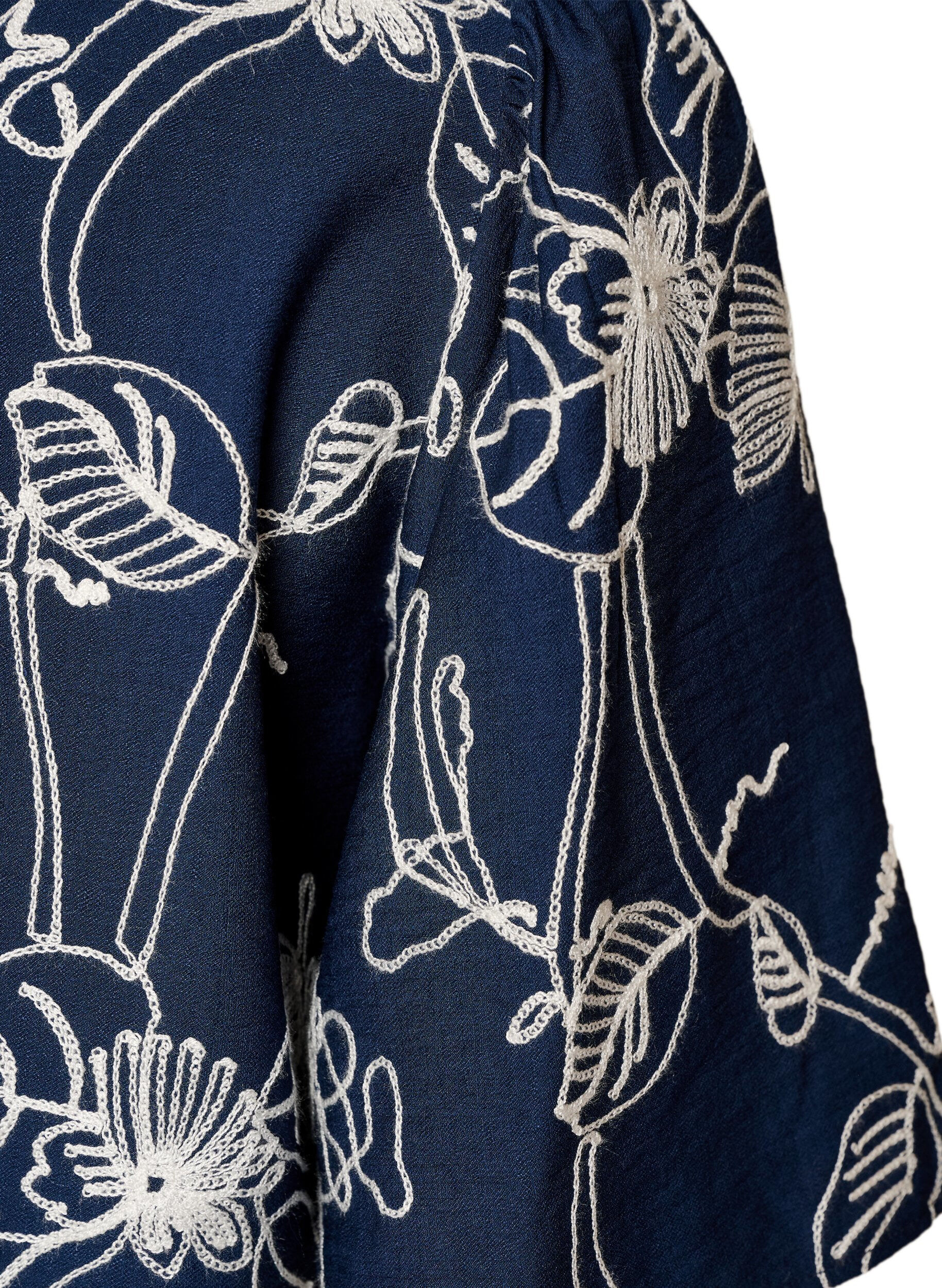 ZizziBlouse met korte mouwen en geborduurd patroon, Blauw, Packshot image number 3