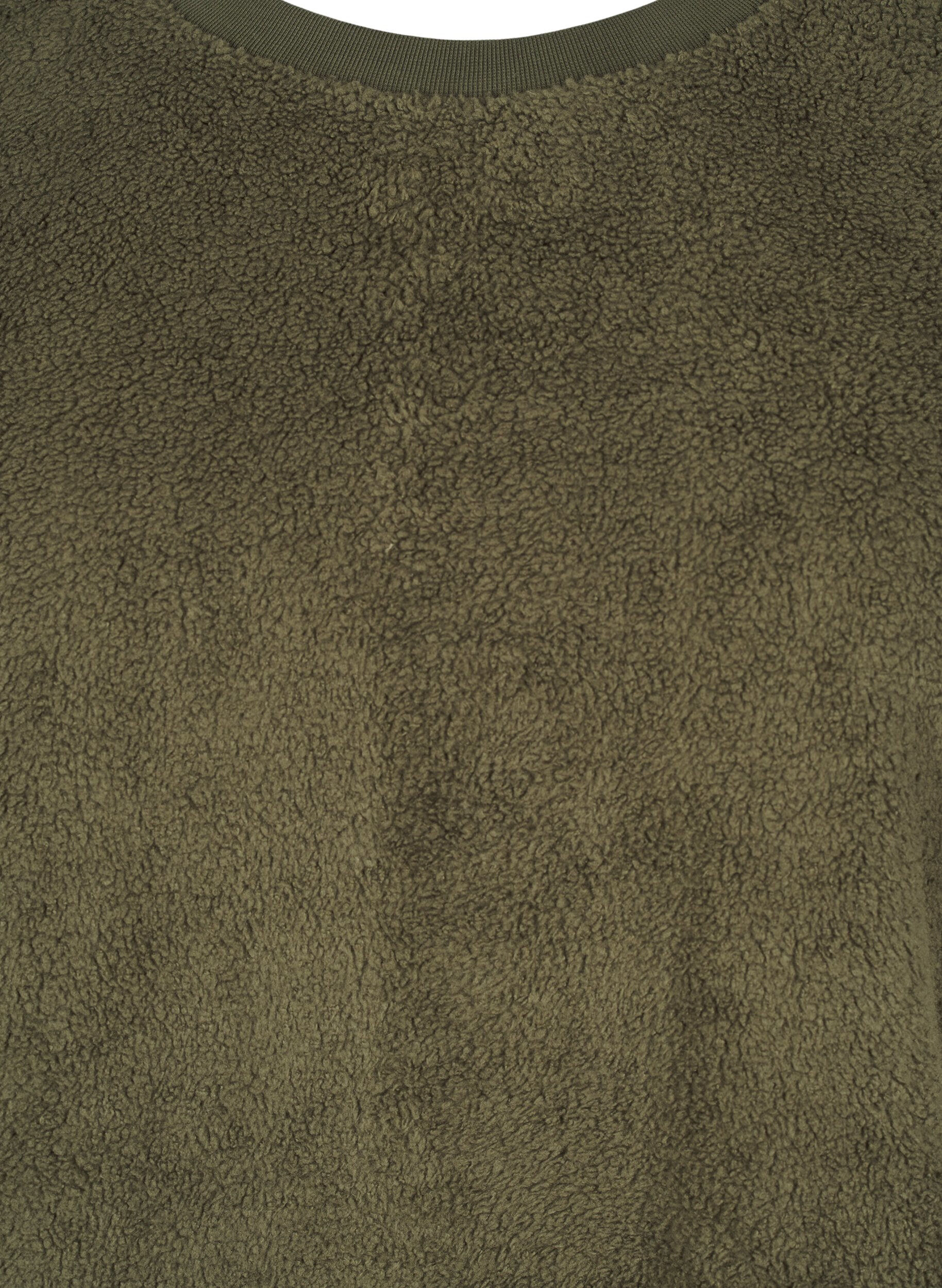 Zizzi Losse teddyblouse met ronde hals, Forest Night, Packshot image number 2