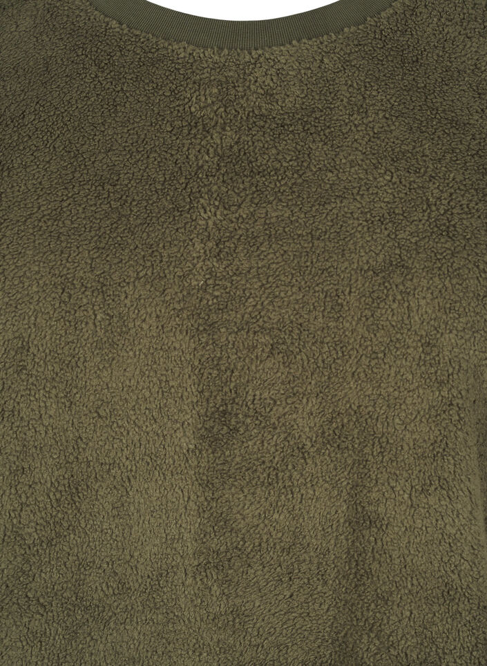 Losse teddyblouse met ronde hals, Forest Night, Packshot image number 2