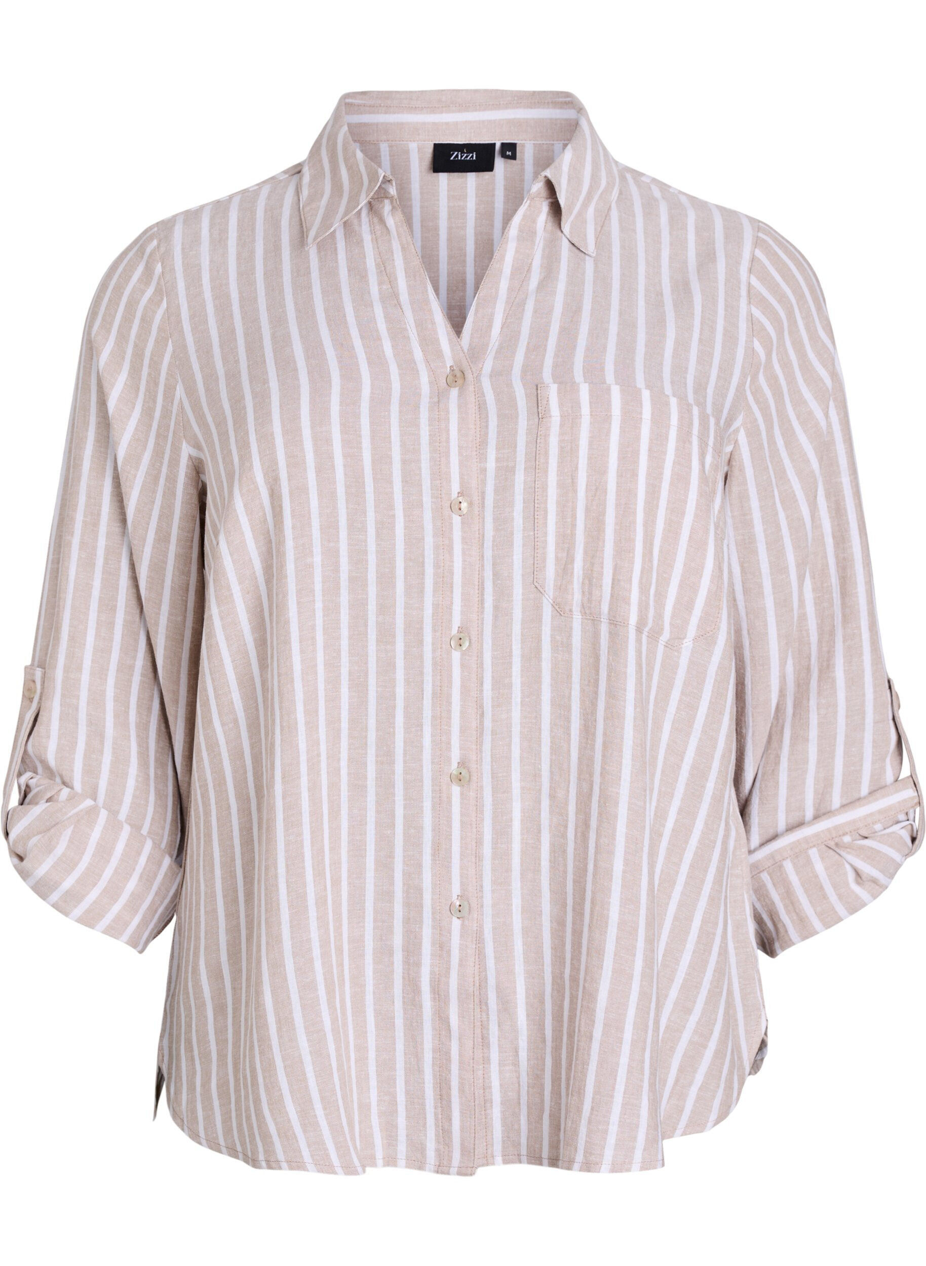 Linnen en viscose shirt met 3/4 mouwen