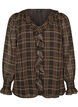 Blouse met ruit en ruches details, Groen, Packshot image number 0