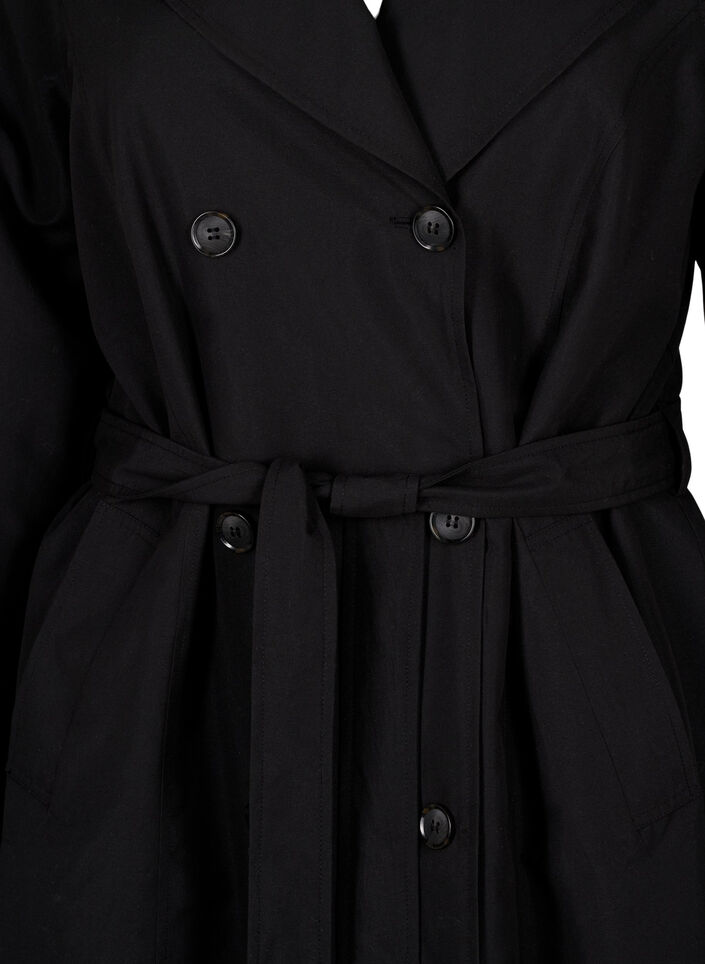 Trenchcoat met riem en split, Black, Packshot image number 2