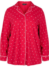 Katoenen pyjama blouse met print, Tango Red AOP