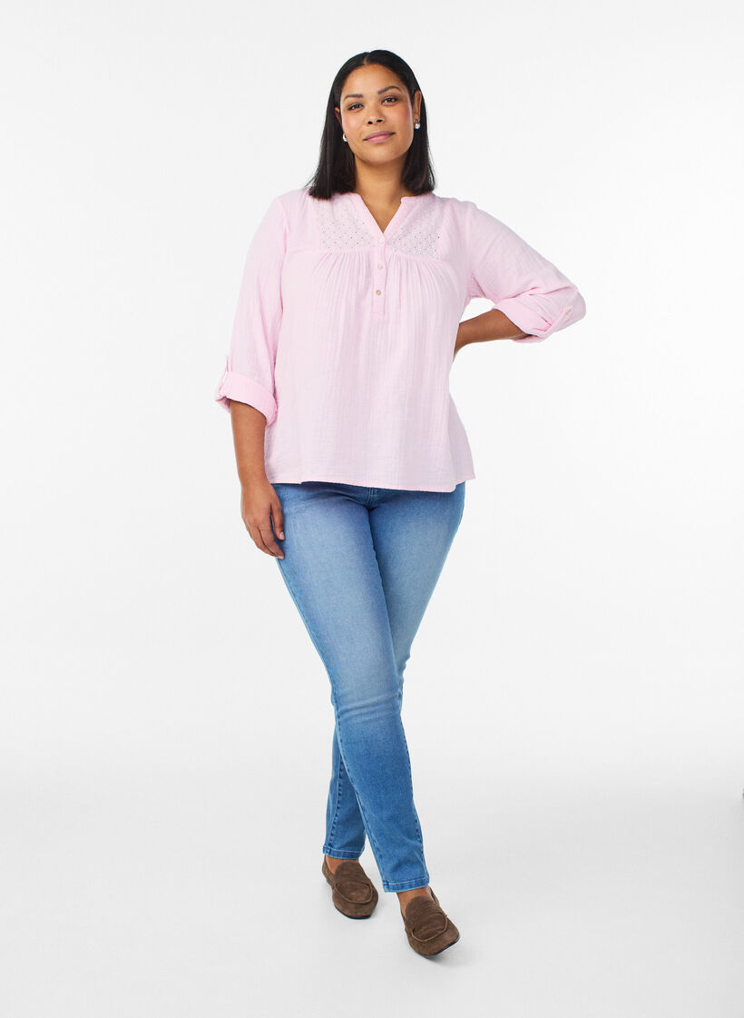 Slim fit Emily jeans met normale taille, Blauw, Model image number 0