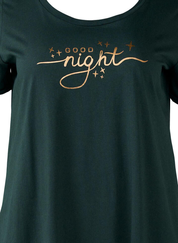 Nachtjapon met korte mouwen van biologisch katoen, Groen, Packshot image number 2