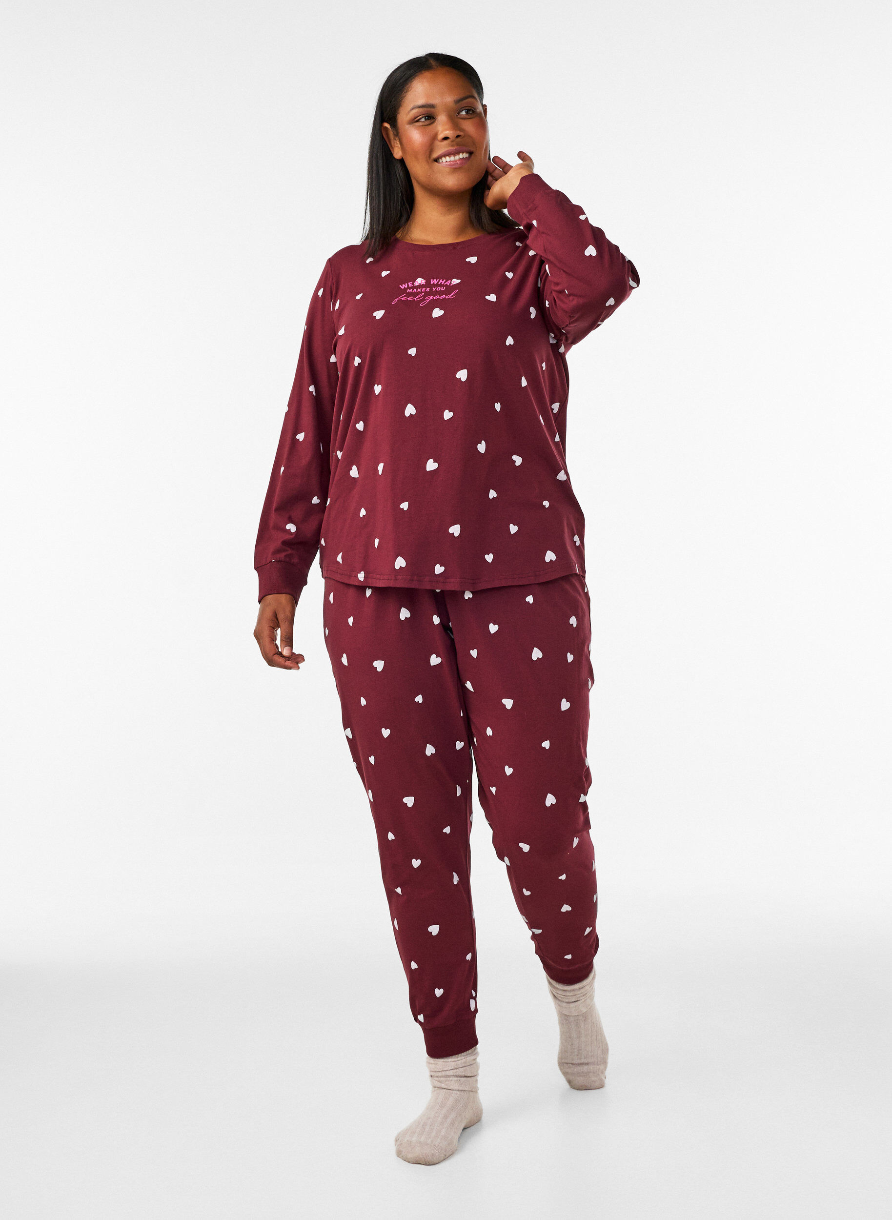 Bedrukte pyjamabroek, Rood, Model