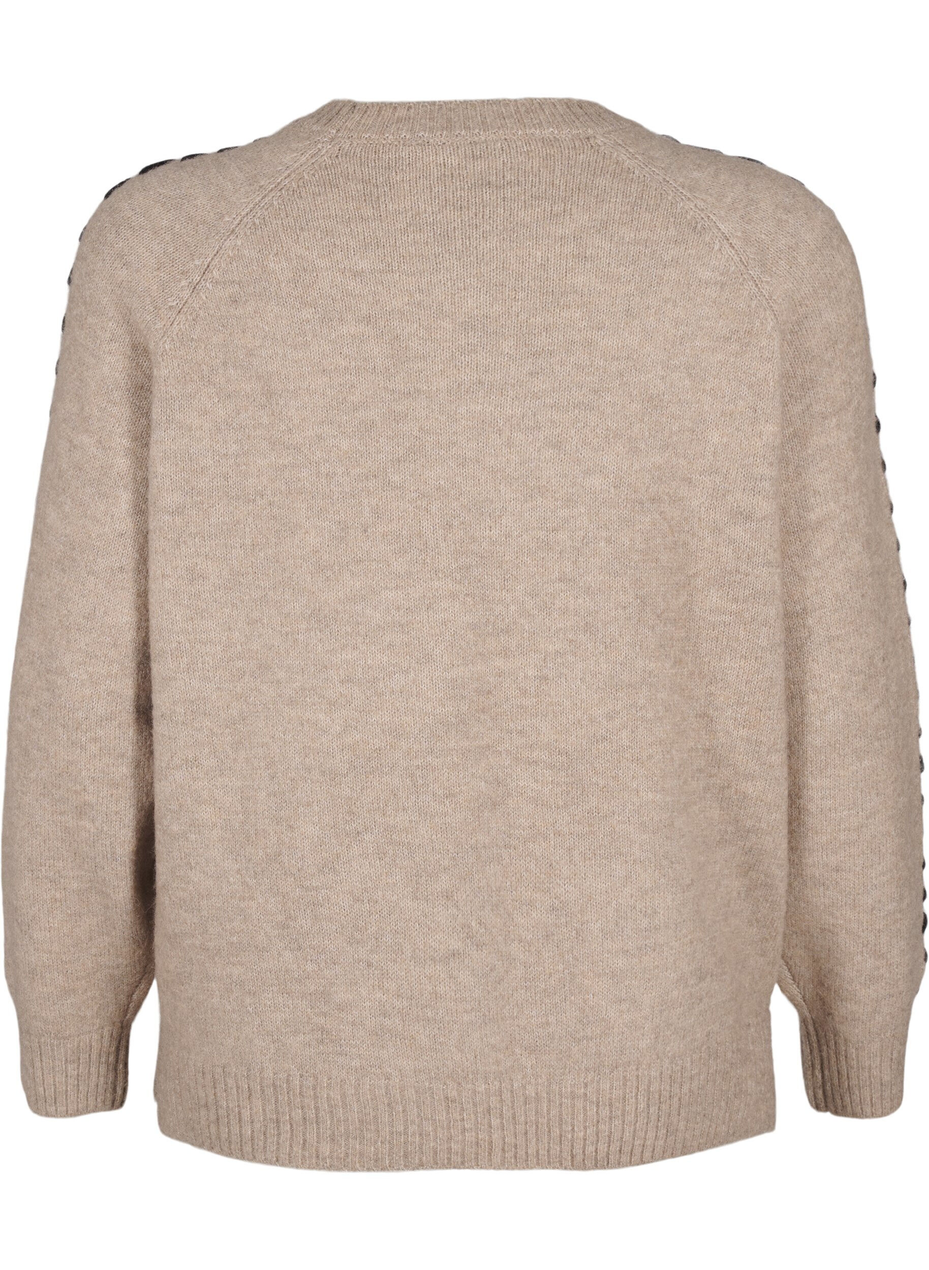 Zizzi Gebreide blouse met stiksels, Desert T.Wh.Mel.Comb, Packshot image number 1