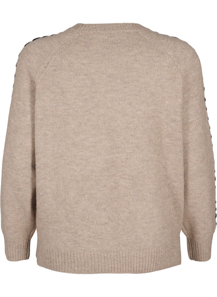 Gebreide blouse met stiksels, Desert T.Wh.Mel.Comb, Packshot image number 1