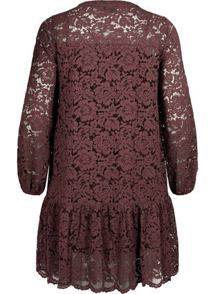 Kanten jurk met knopen en A-vorm, Fudge, Packshot image number 1