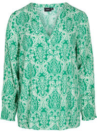 Bedrukte viscose top met smok, Jolly Green Oriental