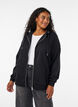 Sweathoodie met ritssluiting en zakken, Zwart, Model image number 0