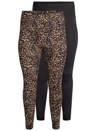 2-pack lange leggings met een normale taille, Zwart