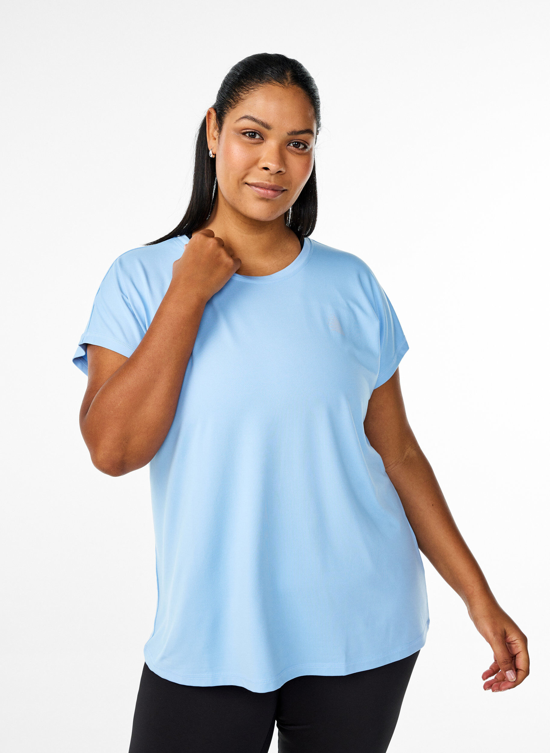 Zizzi Effen gekleurd T-shirt voor sporten, Blauw, Model image number 0