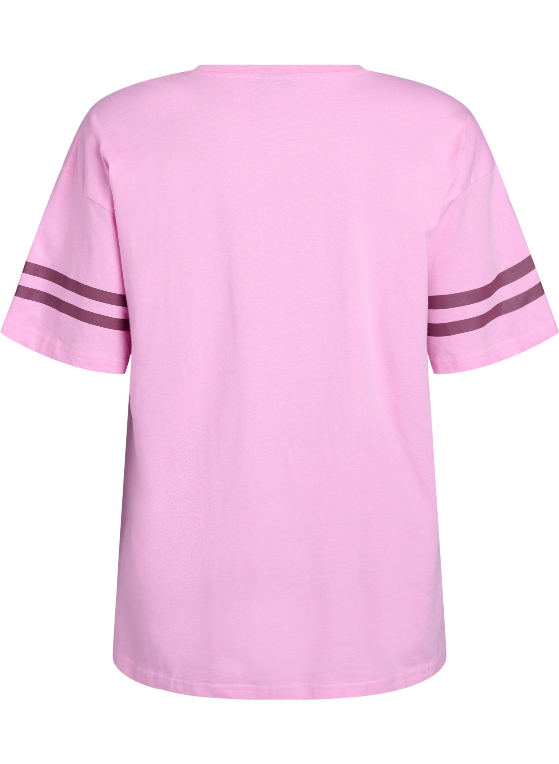 Zizzi Sportief oversized college T-shirt, Roze, Packshot image number 1