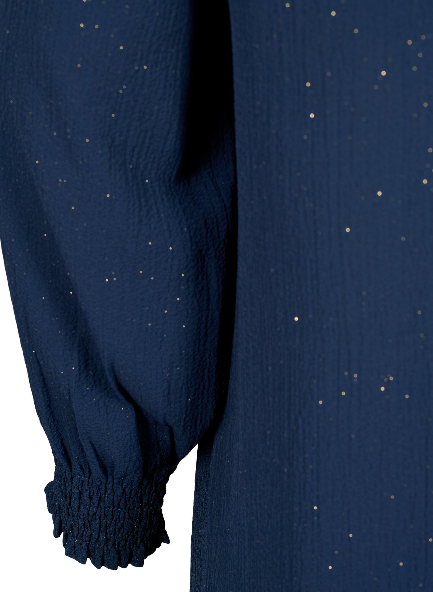 Zizzi FLASH - Glitterjurk met lange mouwen, Navy w. Gold , Packshot image number 3