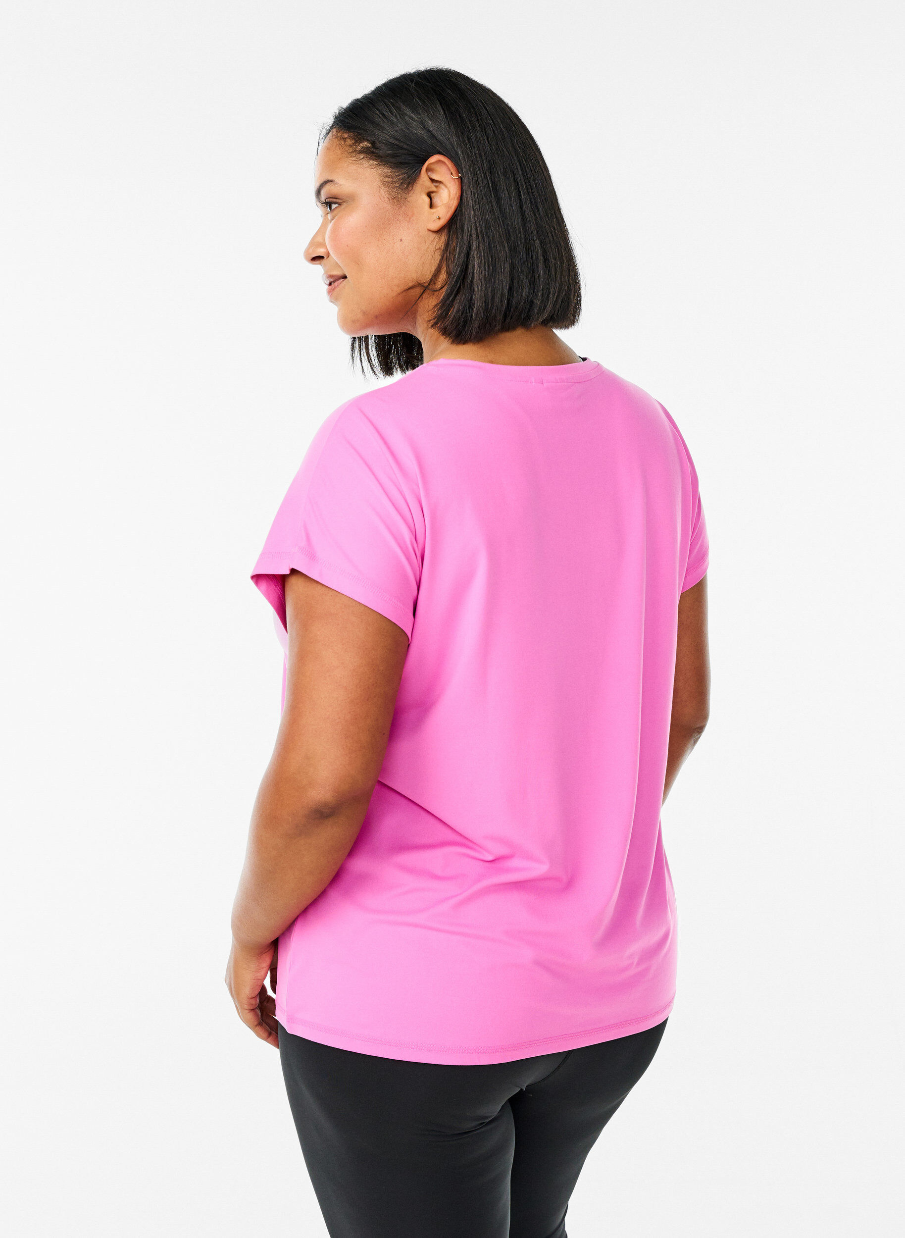 Zizzi Effen gekleurd T-shirt voor sporten, Roze, Model image number 2