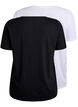 FLASH - 2-pack T-shirts met V-hals, Black/White, Packshot image number 1