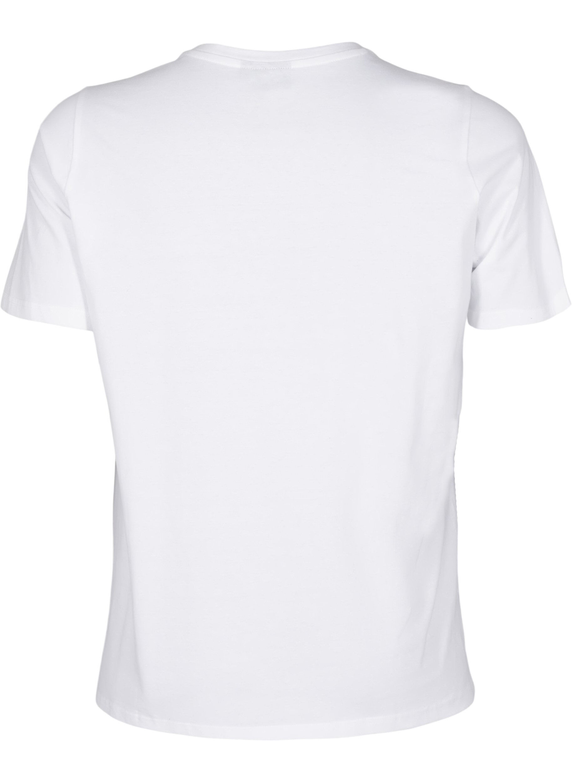 Zizzi T-shirt met ronde hals en strass-steentjes, Bright White, Packshot image number 1