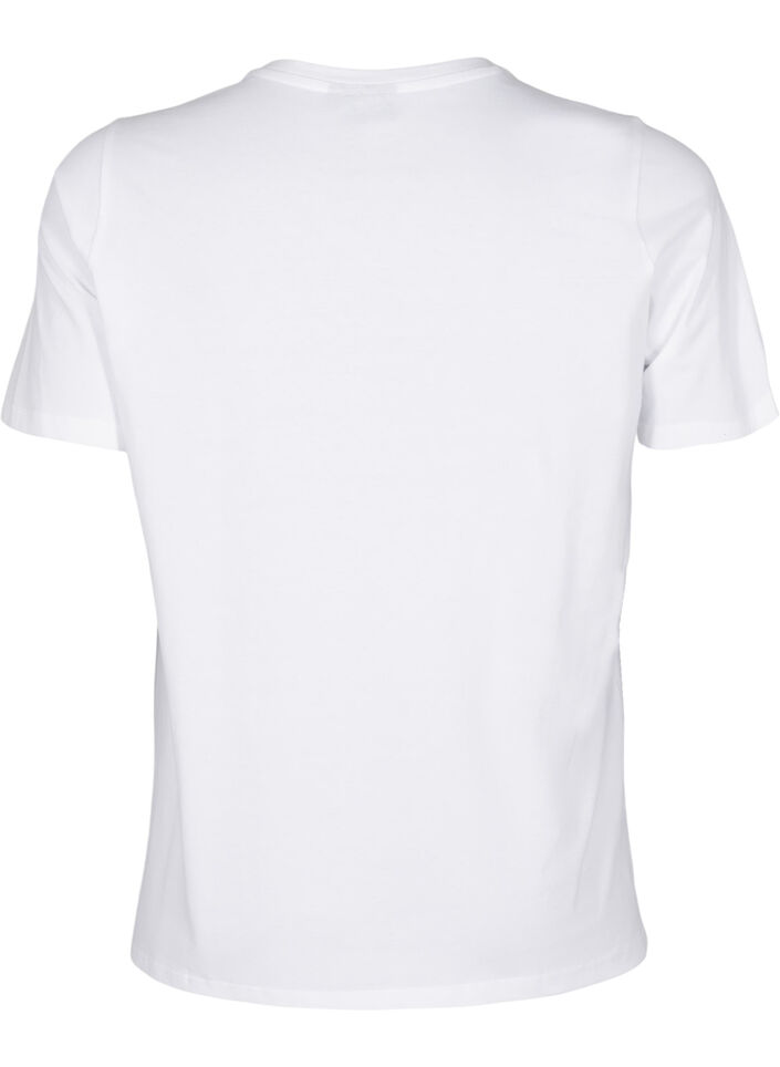 T-shirt met ronde hals en strass-steentjes, Bright White, Packshot image number 1