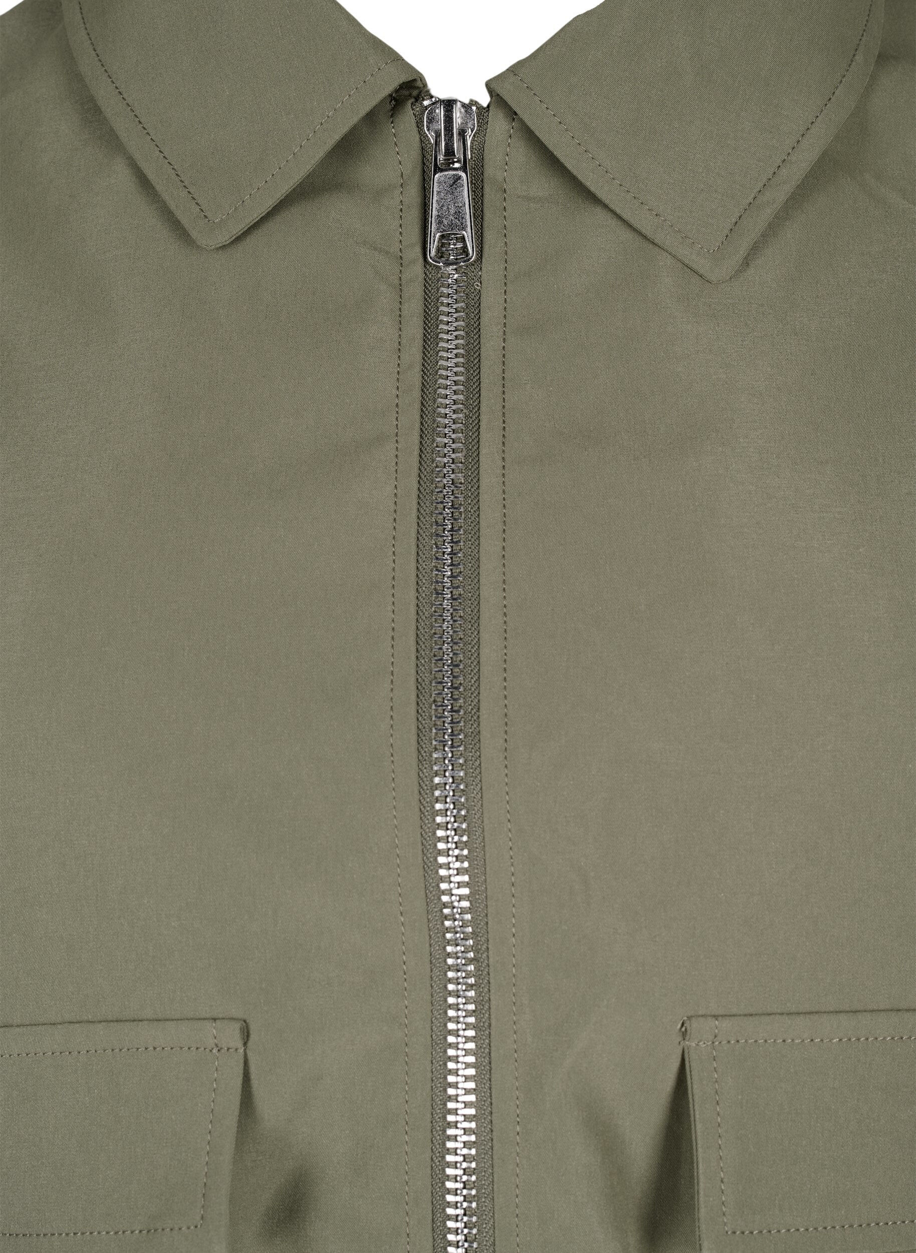 Zizzi Bomberjack met kraag en zakken, Groen, Packshot image number 2