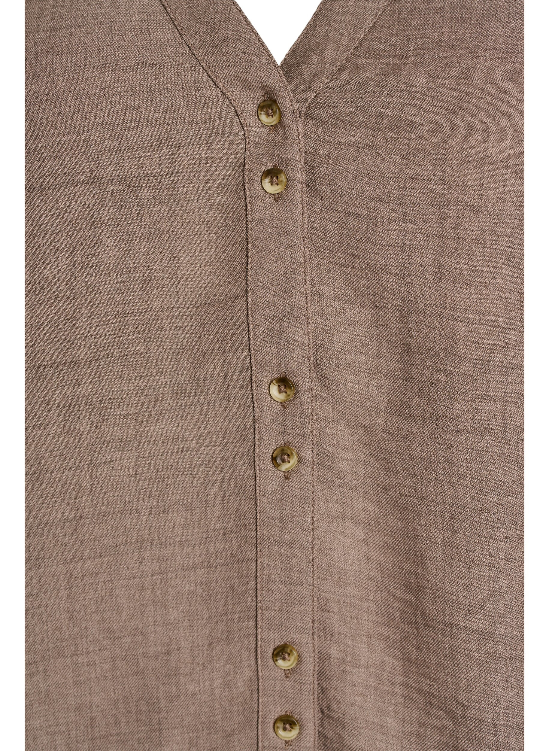 Zizzi Overhemd blouse met V-hals en korte mouwen, Bruin, Packshot image number 2