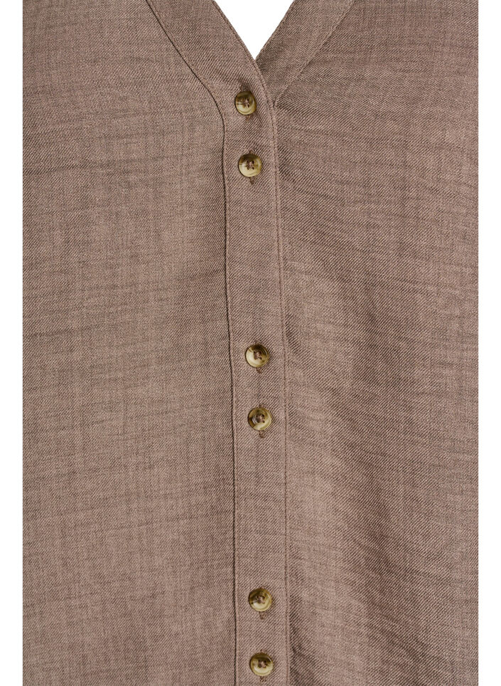 Overhemd blouse met V-hals en korte mouwen, Bruin, Packshot image number 2