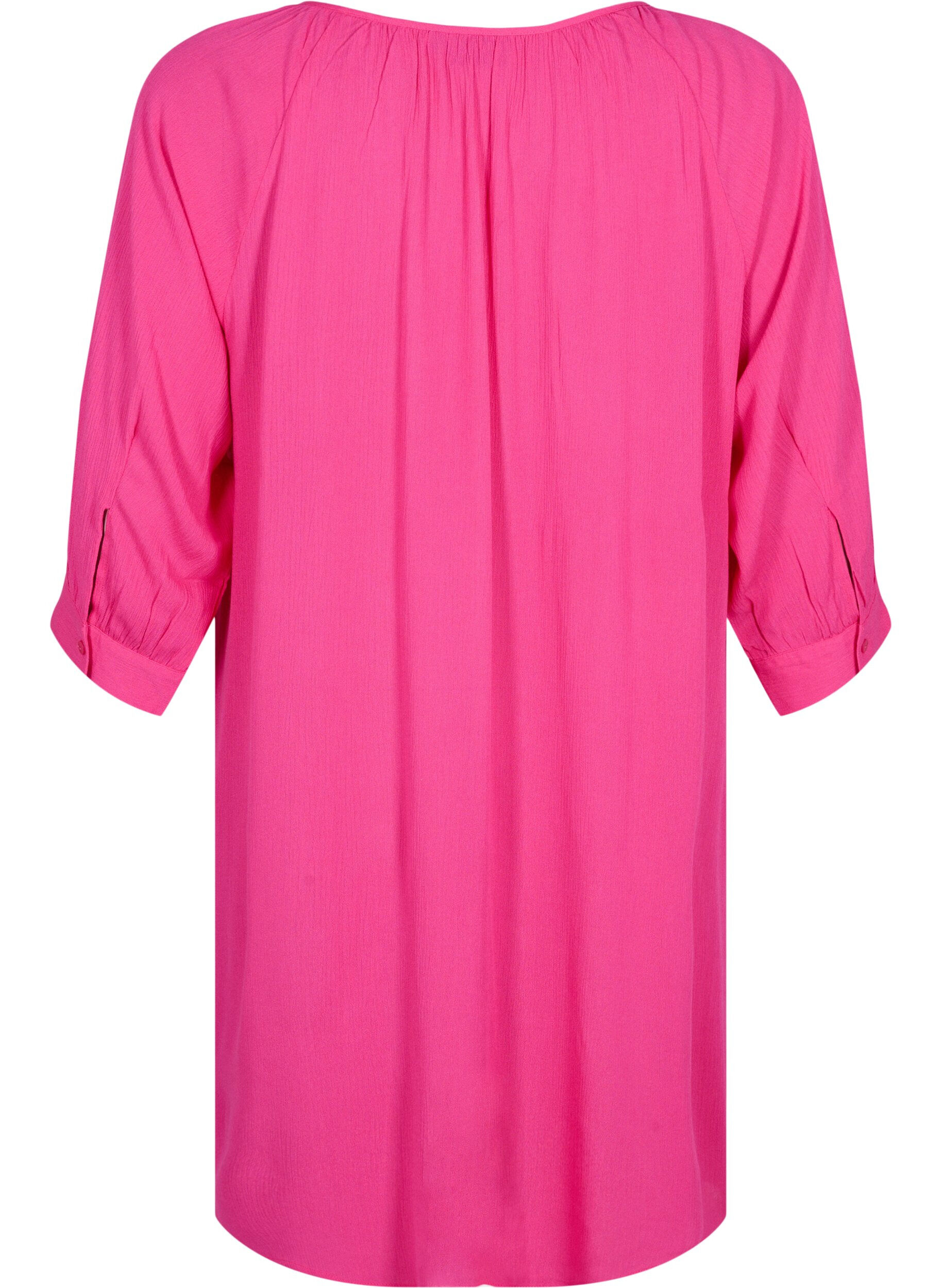 Zizzi Tuniek van viscose met 3/4-mouwen, Roze, Packshot image number 1