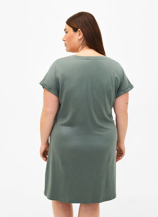 2-pack katoenen jurk met korte mouwen, Balsam Green/Black, Model image number 1
