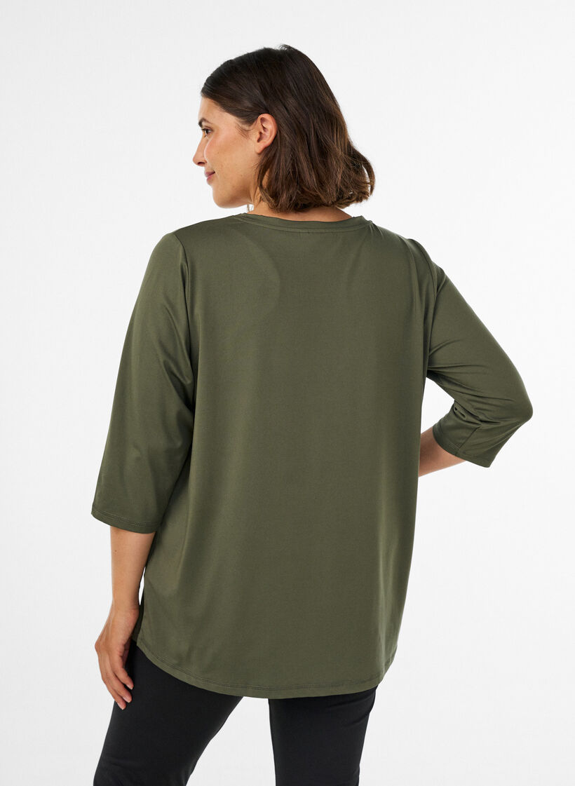 Sporttop met 3/4 mouwen, Groen, Model image number 2