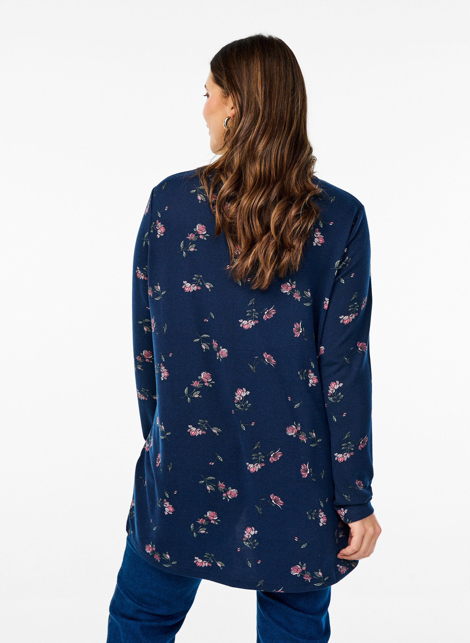ZizziGebloemde blouse met lange mouwen, Blauw, Model image number 2