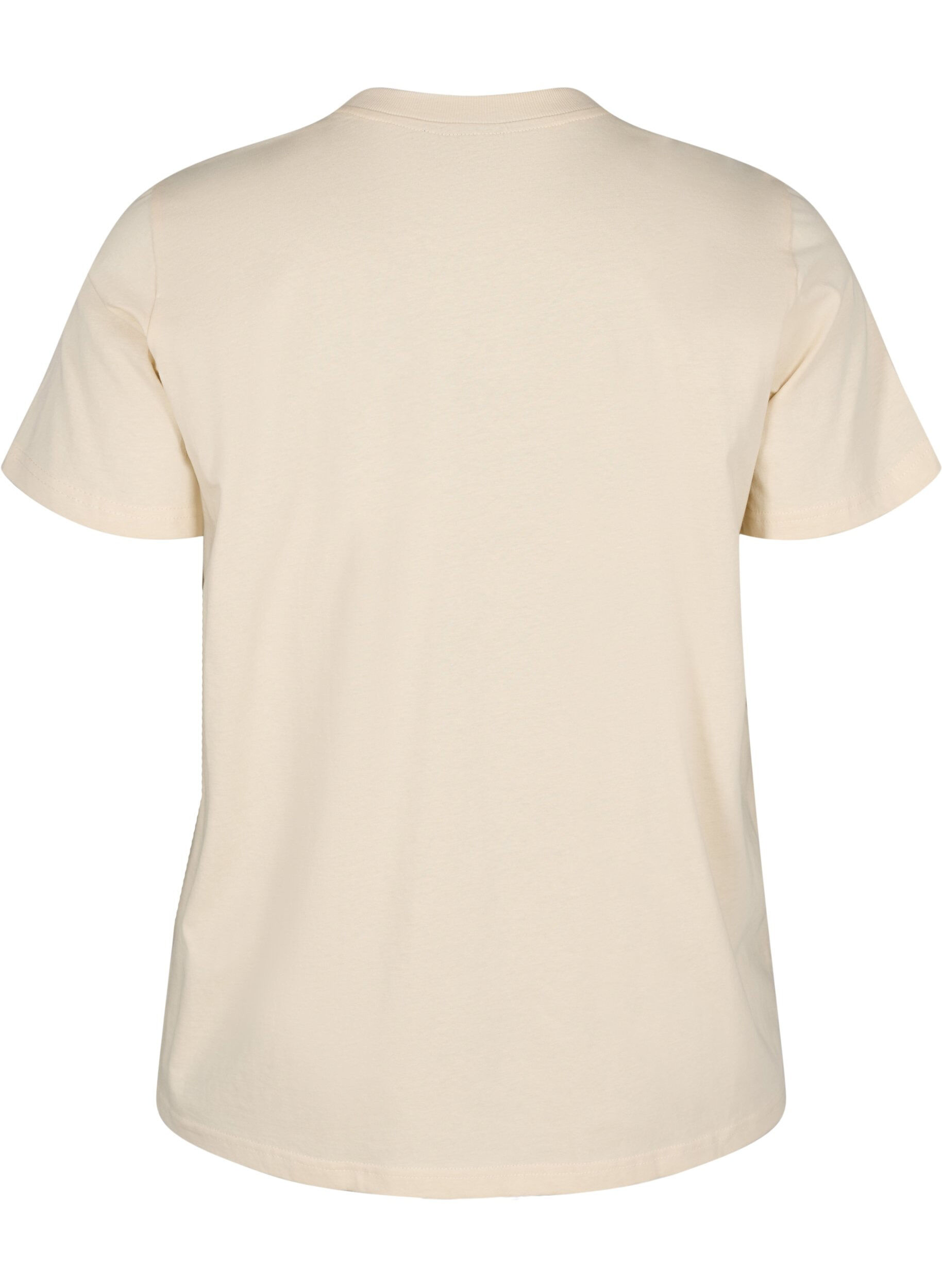 Zizzi Katoenen T-shirt met print, Beige, Packshot image number 1