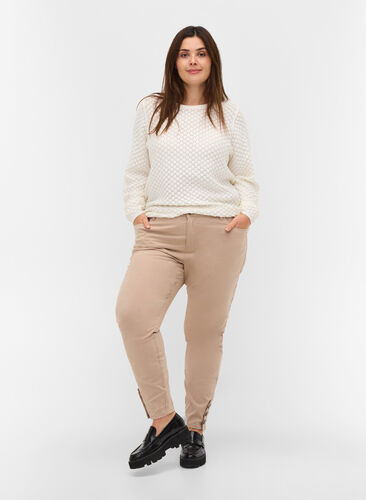 Cropped Amy jeans met knopen, Oxford Tan, Model image number 0