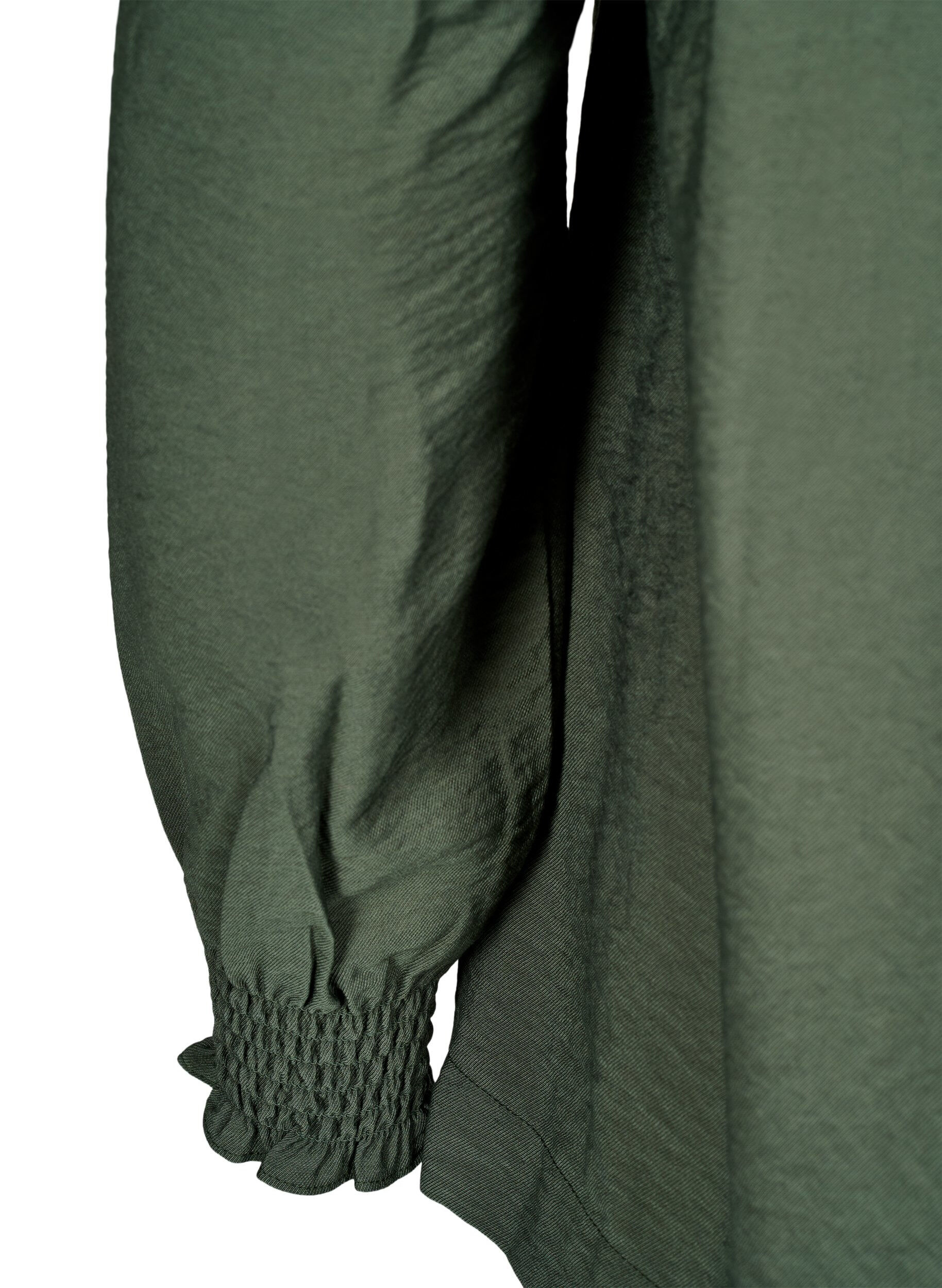 Zizzi Blouse met rucheskraag, Groen, Packshot image number 3