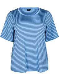 T-shirt met TENCEL™ Lyocell en strepen, Blauw