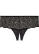 Hipster string zonder kruis met kant en hoge taille, Zwart, Packshot image number 1