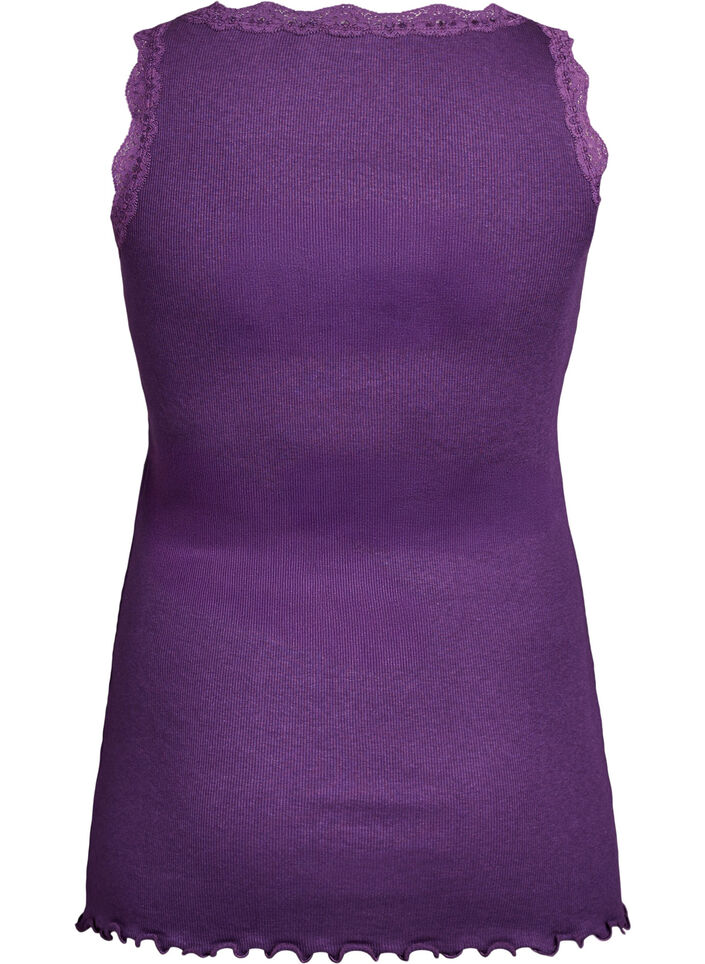 Top met kanten afwerking, Paars, Packshot image number 1
