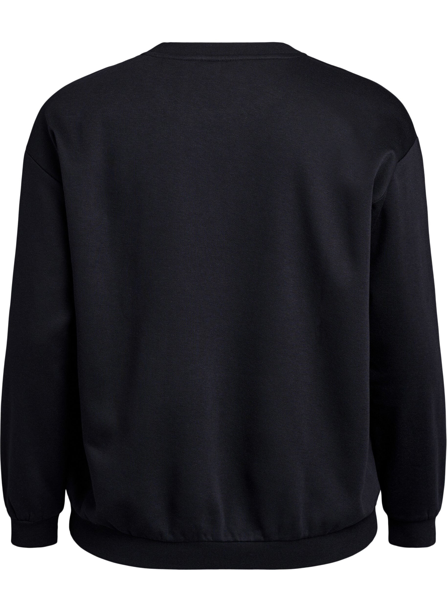 Zizzi Sweatshirt met badstof tekst, Zwart, Packshot image number 1