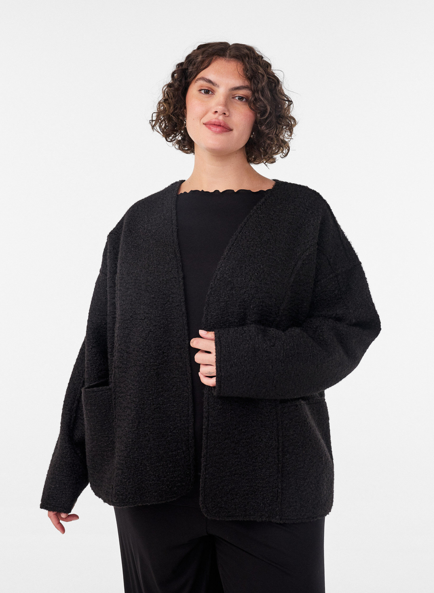ZizziLosvallend vest met zakken, Zwart, Model image number 0